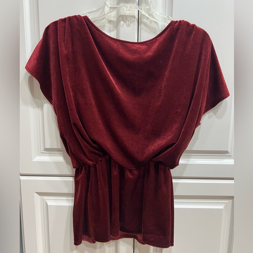 Elegant Burgundy Velvet Women's Top